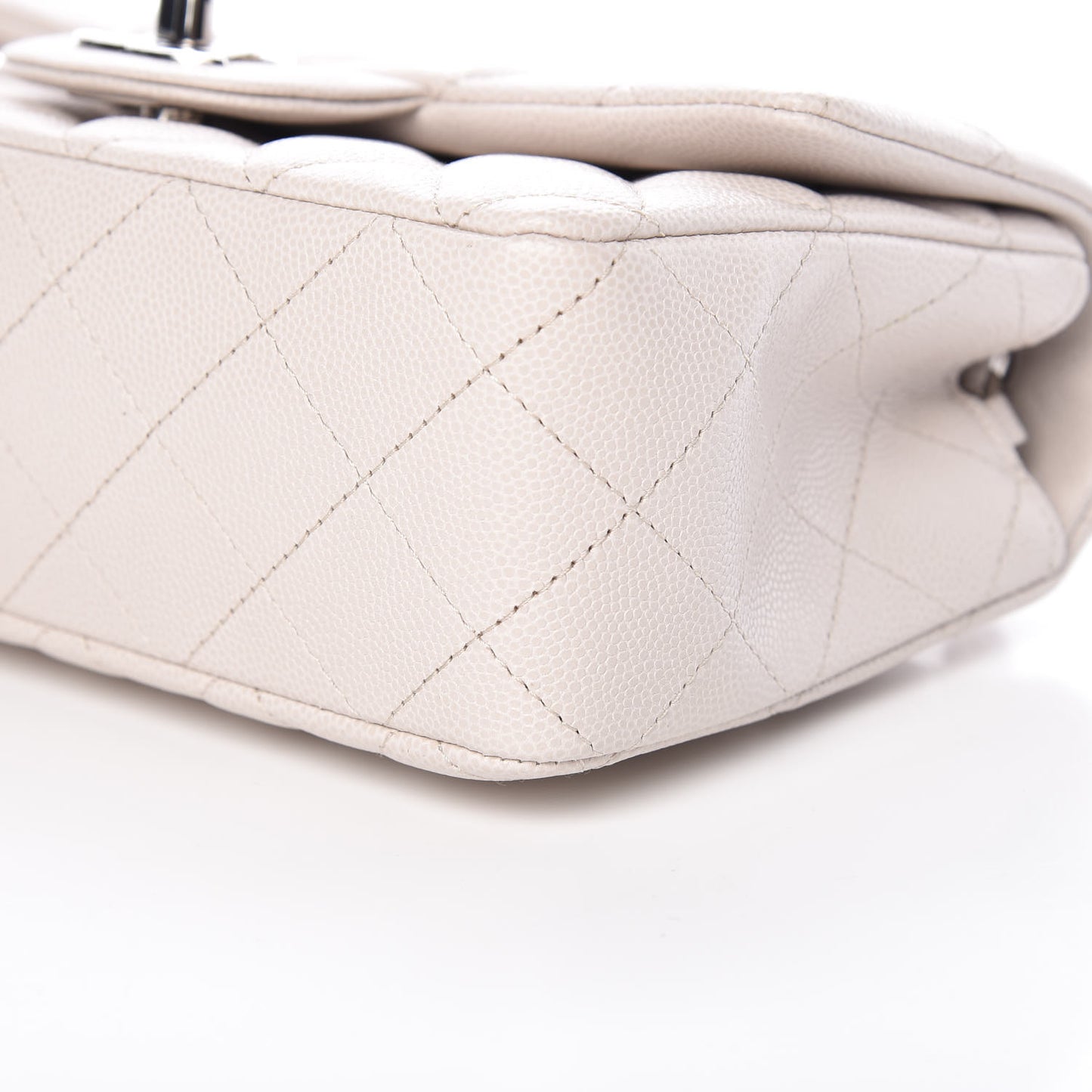 Caviar Quilted Mini Rectangular Flap Ivory