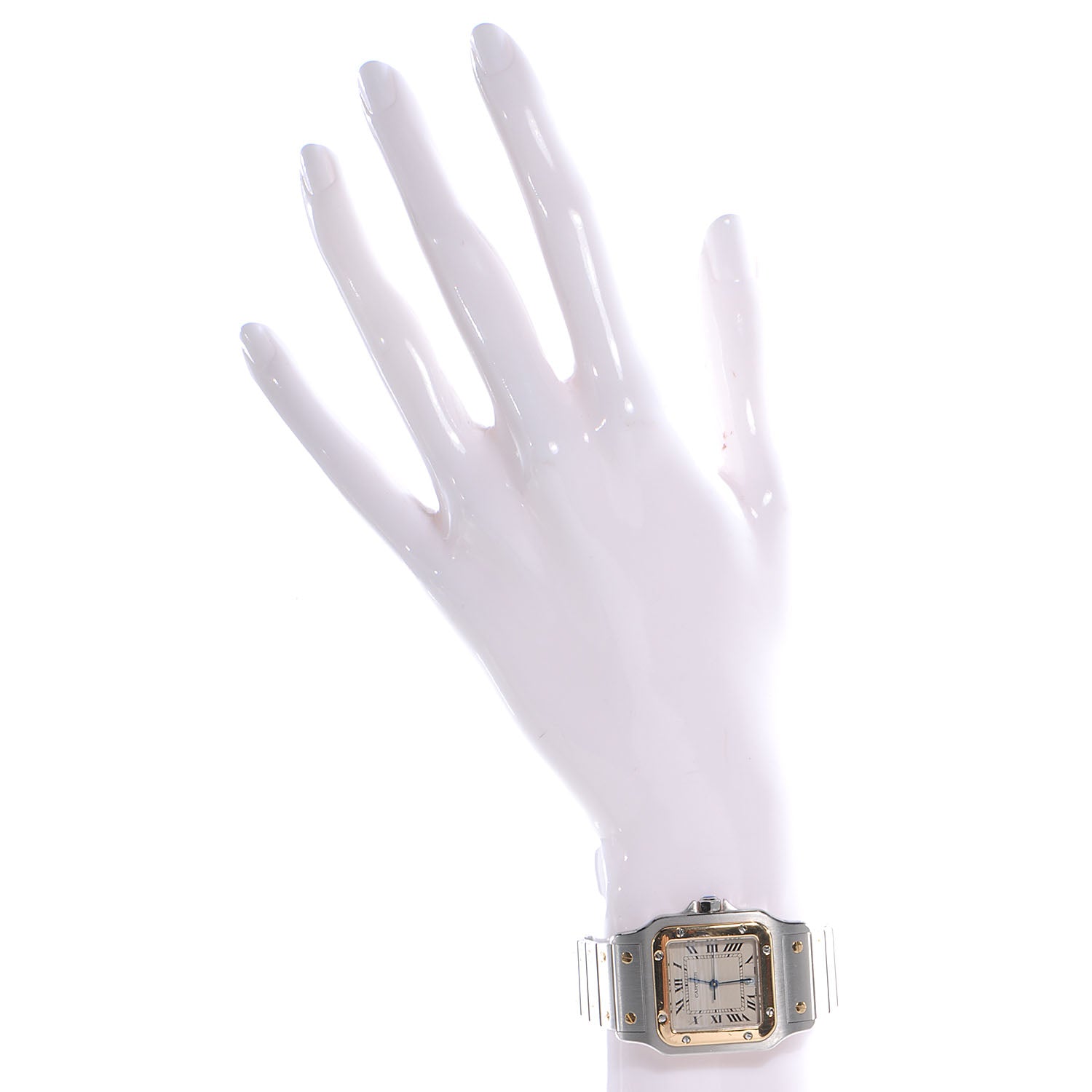 Cartier Stainless Steel 18K Yellow Gold 29mm Santos De Galbee Quartz Watch 2 of 7