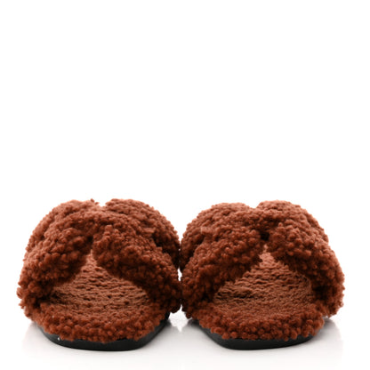 Hermes Woolskin Oran Sandals 37 Cognac 2 of 7