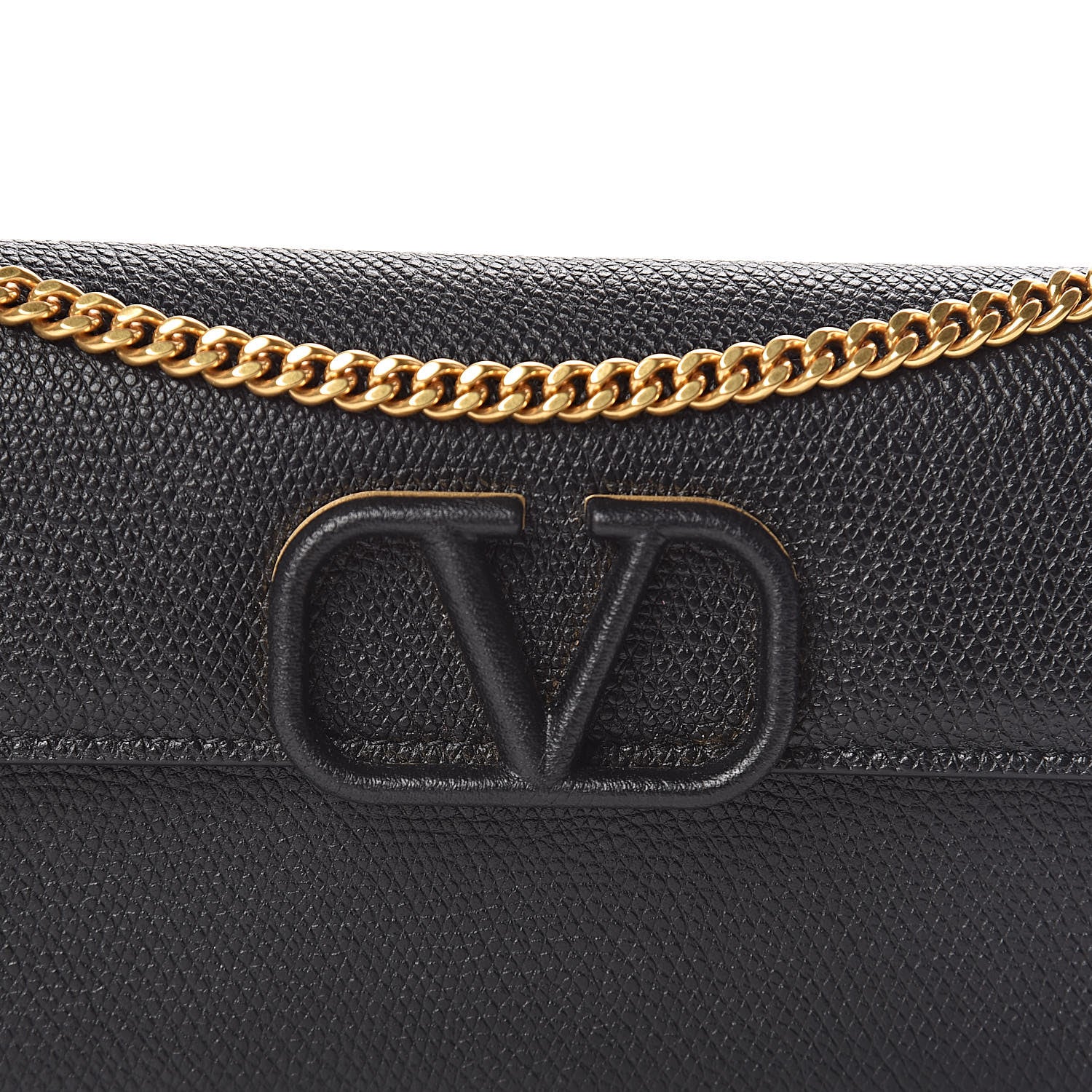 Valentino Garavani Grainy Calfskin Vlogo Wallet With Chain Black 7 of 9