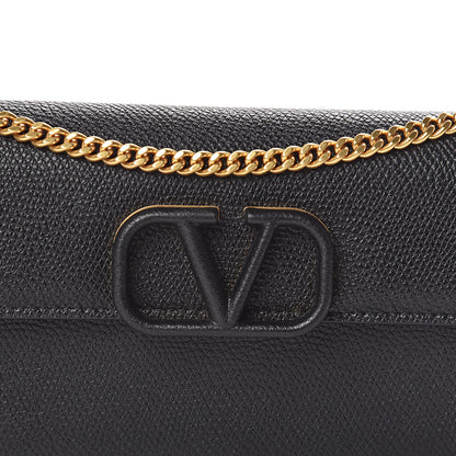 Valentino Garavani Grainy Calfskin Vlogo Wallet With Chain Black 7 of 9
