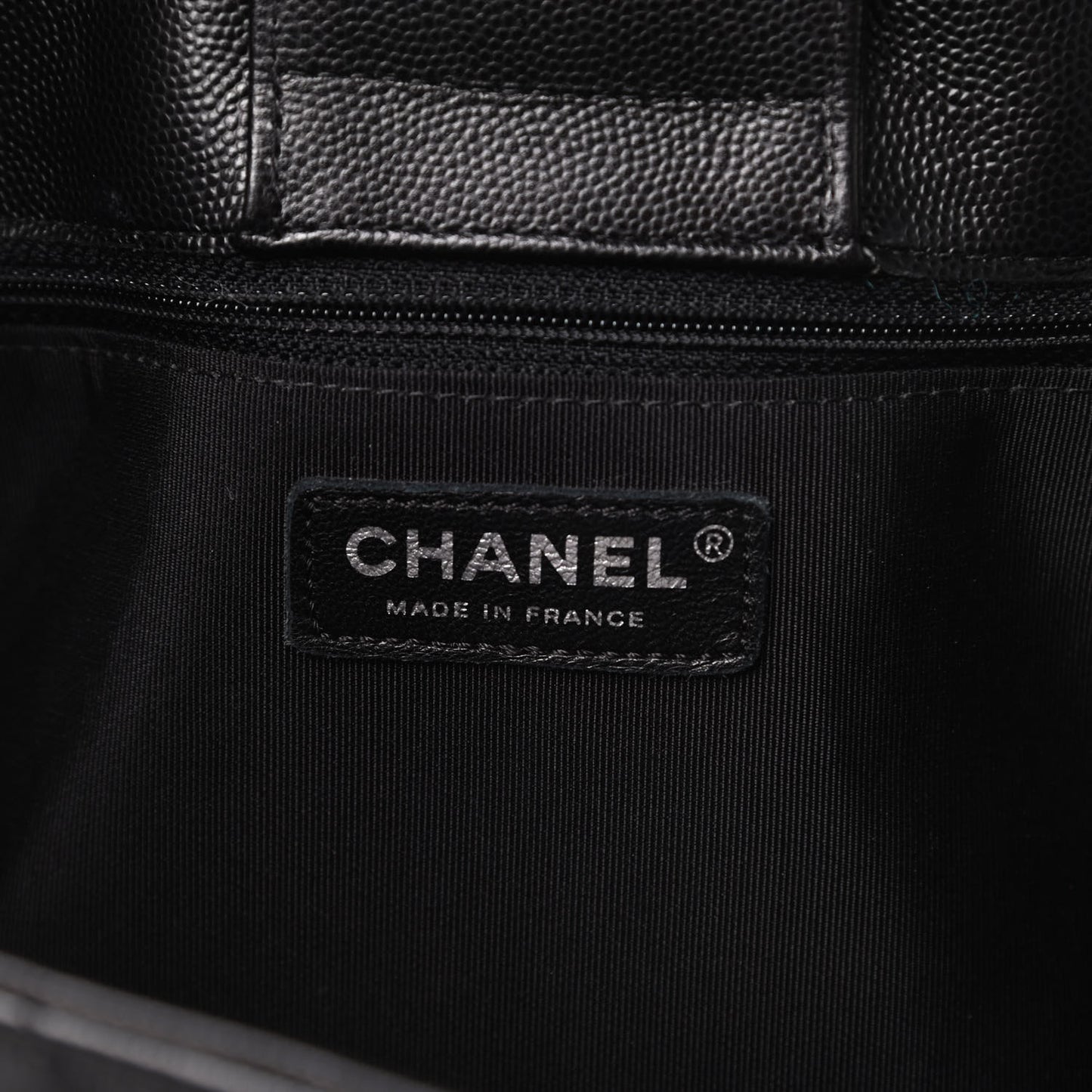 Caviar Chevron Quilted Large Shopping Tote Black