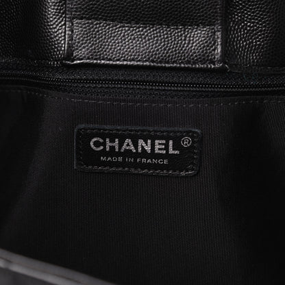 Chanel Caviar Chevron Quilted Large Shopping Tote Black 6 of 10