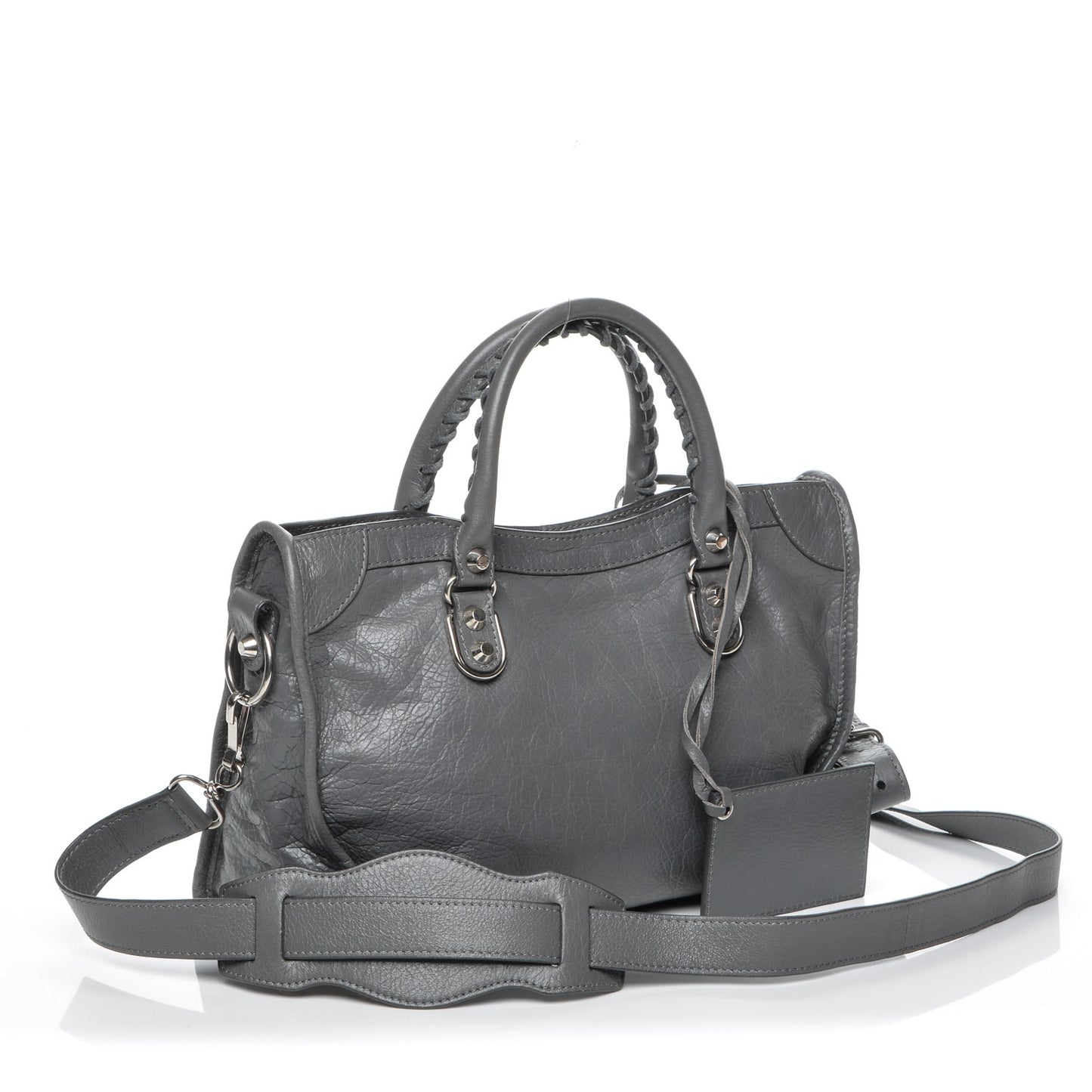 Agneau Silver Metallic Edge Hardware S City Gris Cendre
