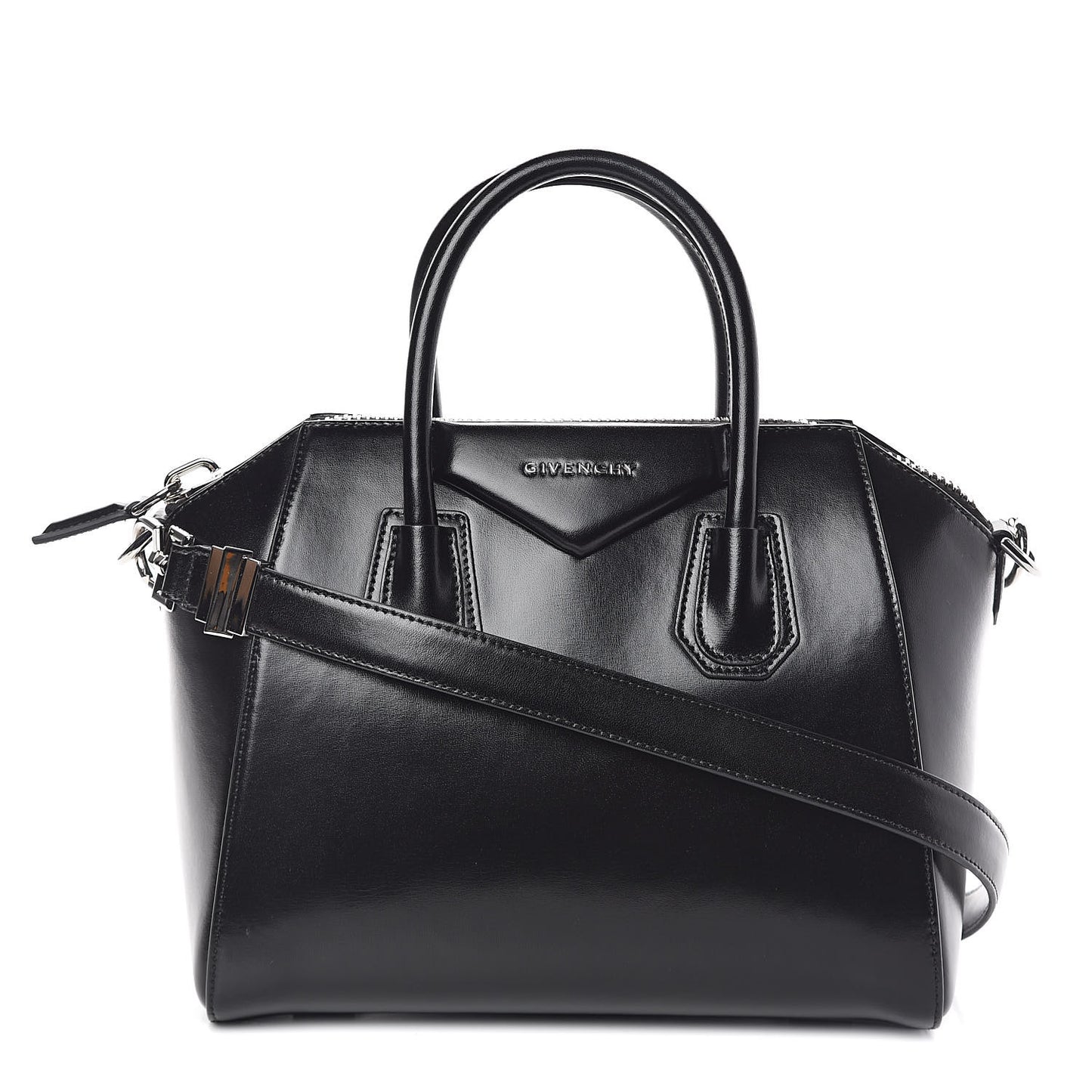 Shiny Lord Calfskin Small Antigona Black