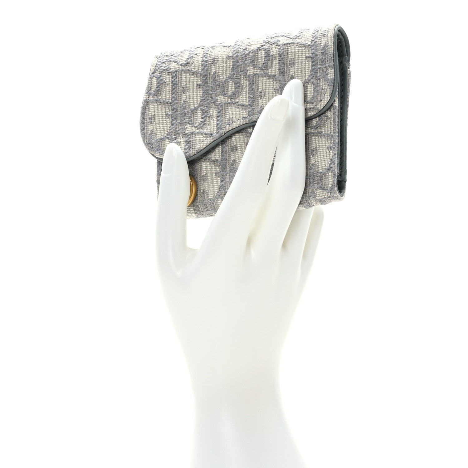 Christian Dior Oblique Saddle Lotus Wallet Grey 2 of 7