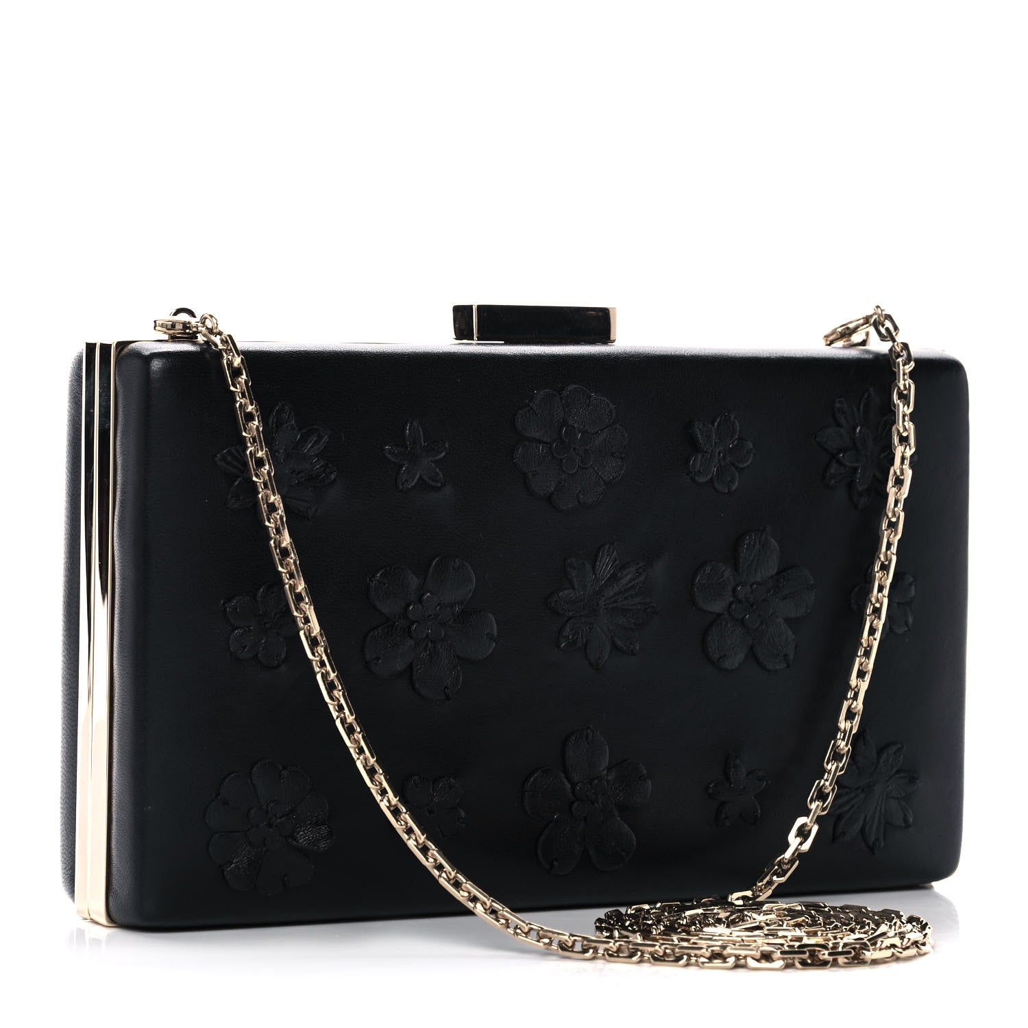 Valentino Garavani Nappa Floral Applique Minaudiere Clutch Black 3 of 11