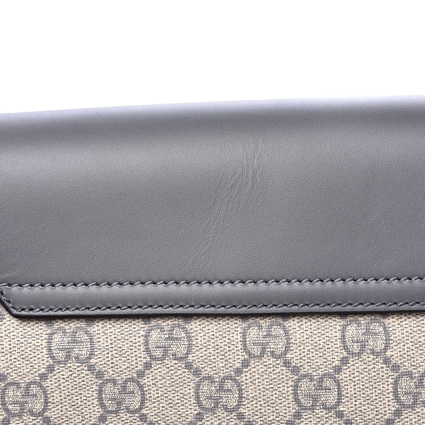 GG Supreme Monogram Selleria Calfskin Medium Satchel Messenger Bag Ecru Grigio