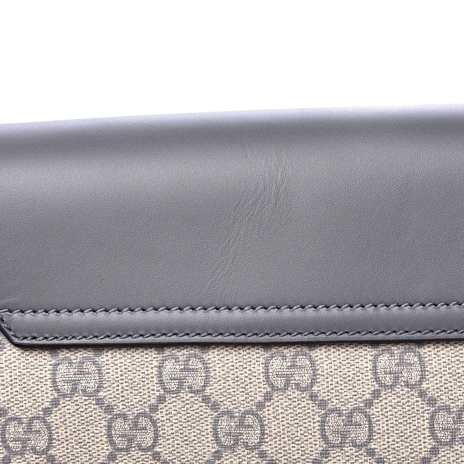 Gucci GG Supreme Monogram Selleria Calfskin Medium Satchel Messenger Bag Ecru Grigio 10 of 10