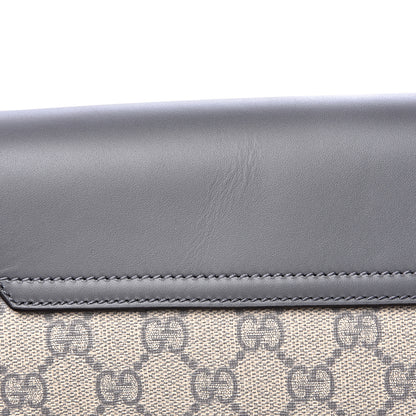 Gucci GG Supreme Monogram Selleria Calfskin Medium Satchel Messenger Bag Ecru Grigio 10 of 10