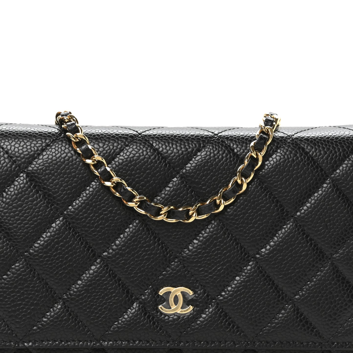 Caviar Quilted Wallet on Chain WOC Black