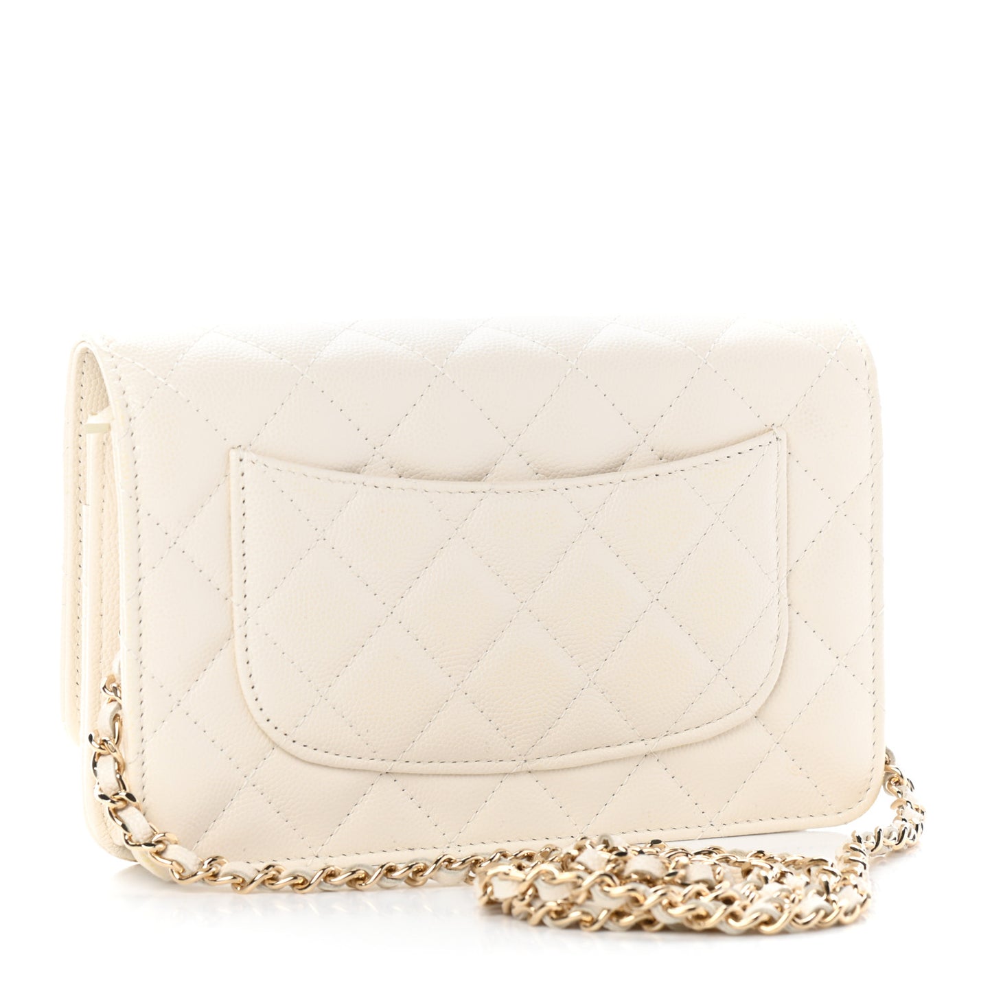 Caviar Quilted Wallet On Chain WOC White