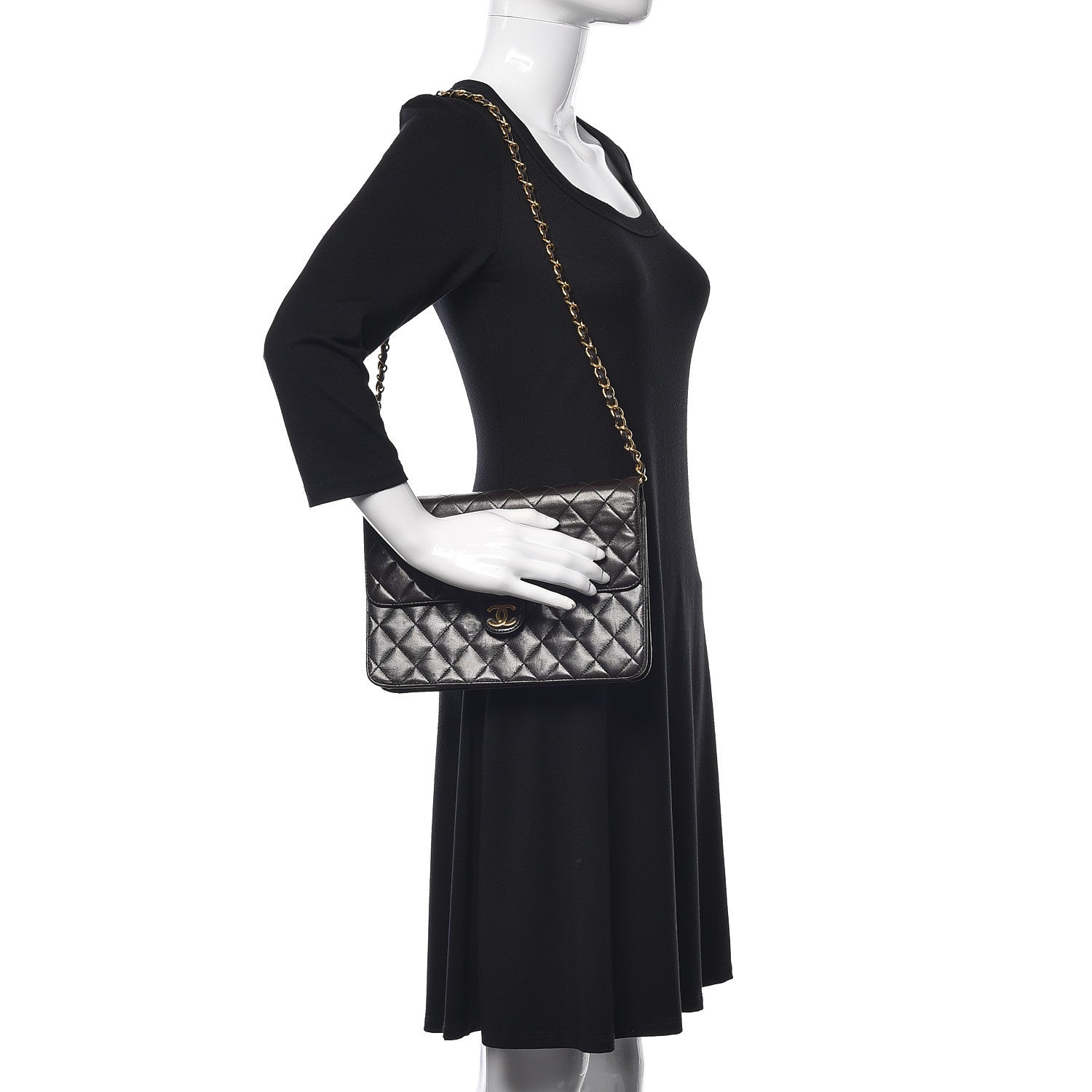 Chanel Lambskin Quilted Medium Single Flap Black 2 of 16