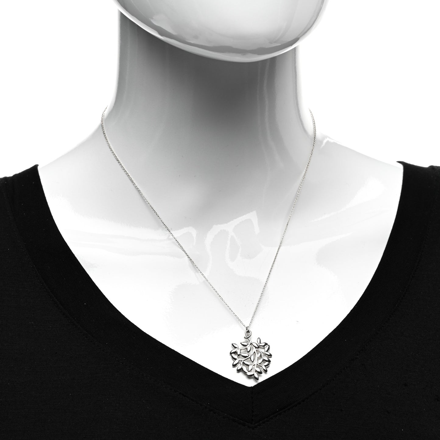 Sterling Silver Paloma Picasso Olive Leaf Heart Branch Pendant Necklace