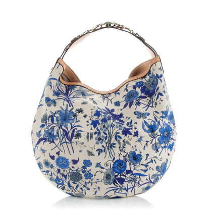 Gucci Canvas Flora Floral Wave Hobo Blue 1 of 8