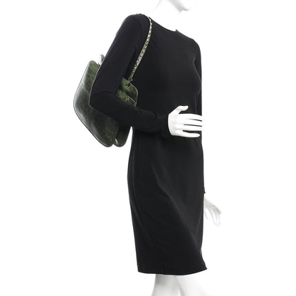 Valentino Garavani Lizard Rockstud Shoulder Satchel Green 2 of 7