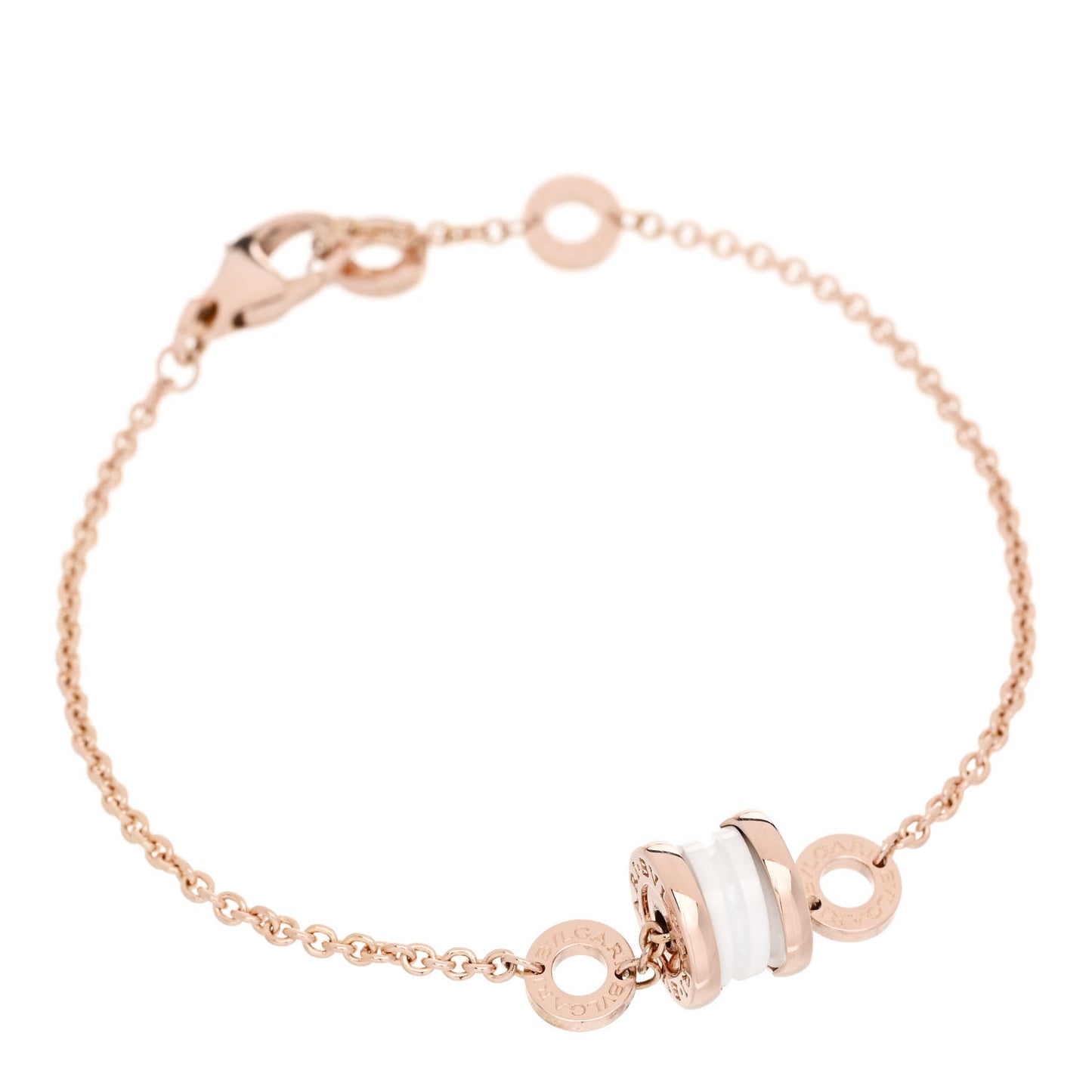 18K Rose Gold White Ceramic B.Zero1 Bracelet SM