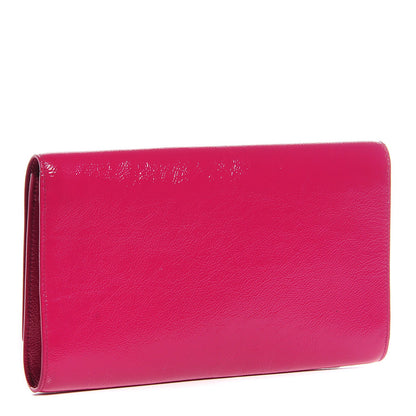 Saint Laurent Textured Patent Monogram Large Belle De Jour Clutch Fuchsia 3 of 7