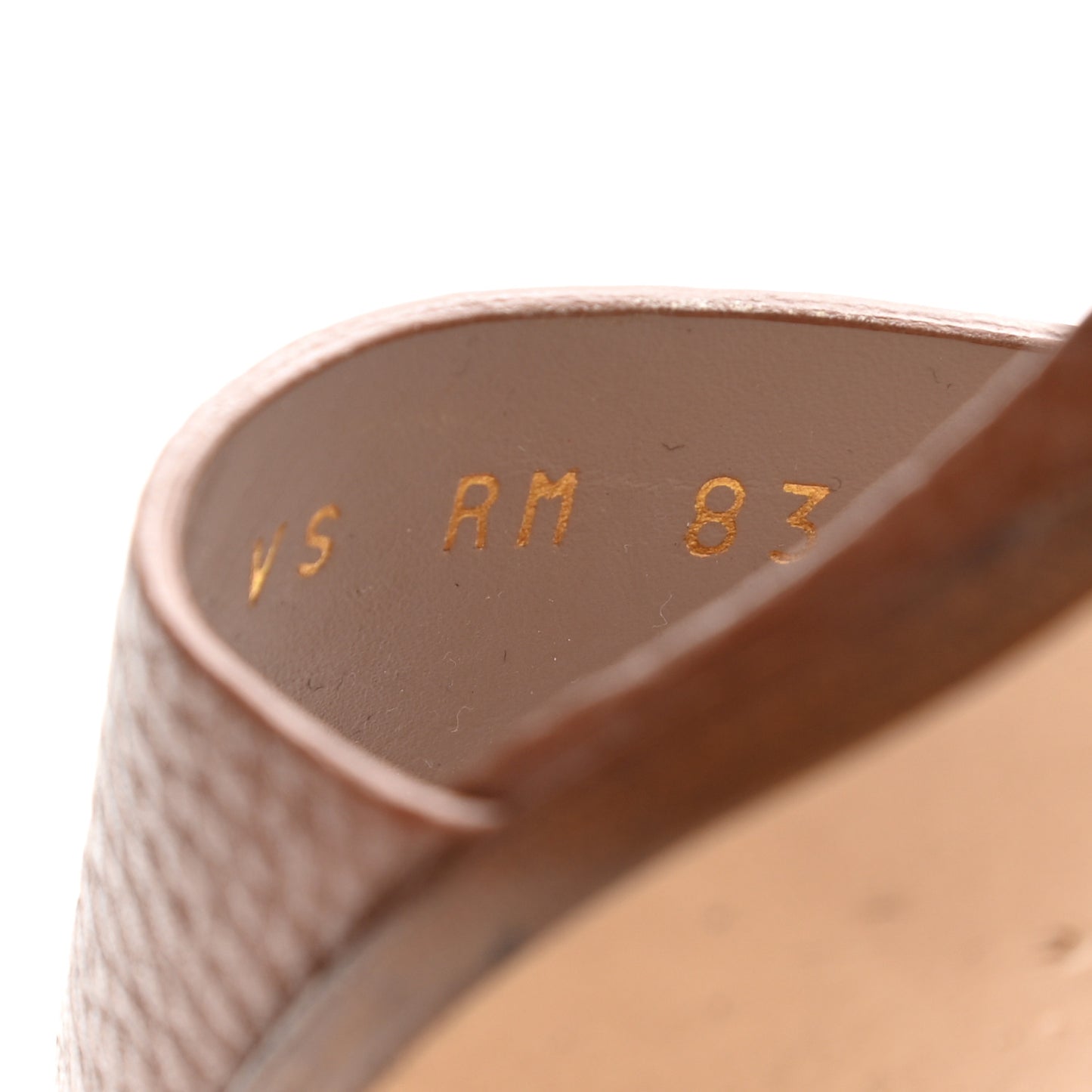 Pebbled Calfskin Rockstud Double Slingback Strap 85mm Sandals 39.5 Cuoio