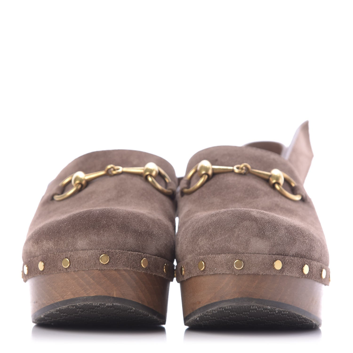 Gucci Suede Horsebit Amstel Slingback Clogs 36 Taupe 2 of 11