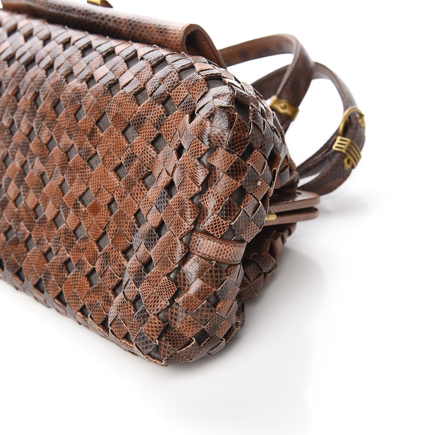 Bottega Veneta Woven Snakeskin Frame Bag Brown 8 of 10
