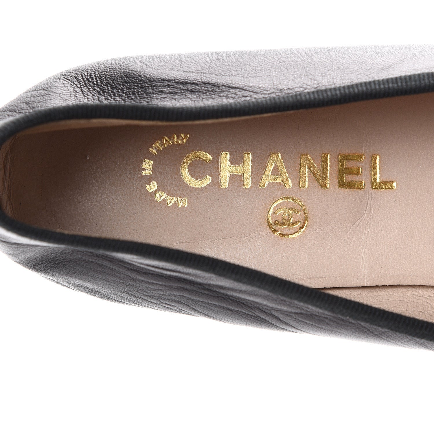 Chanel Lambskin Patent Cap Toe Ballerina Flats 39 Black 7 of 12