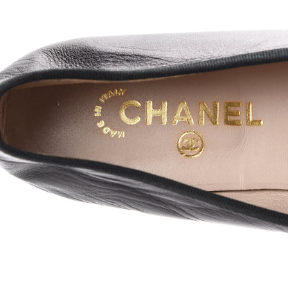 Chanel Lambskin Patent Cap Toe Ballerina Flats 39 Black 7 of 12