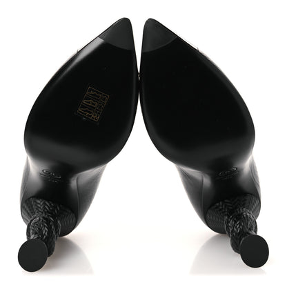 Chanel Crumpled Calfskin Knotted Heel Cap Toe Pumps 39.5 Black 7 of 14
