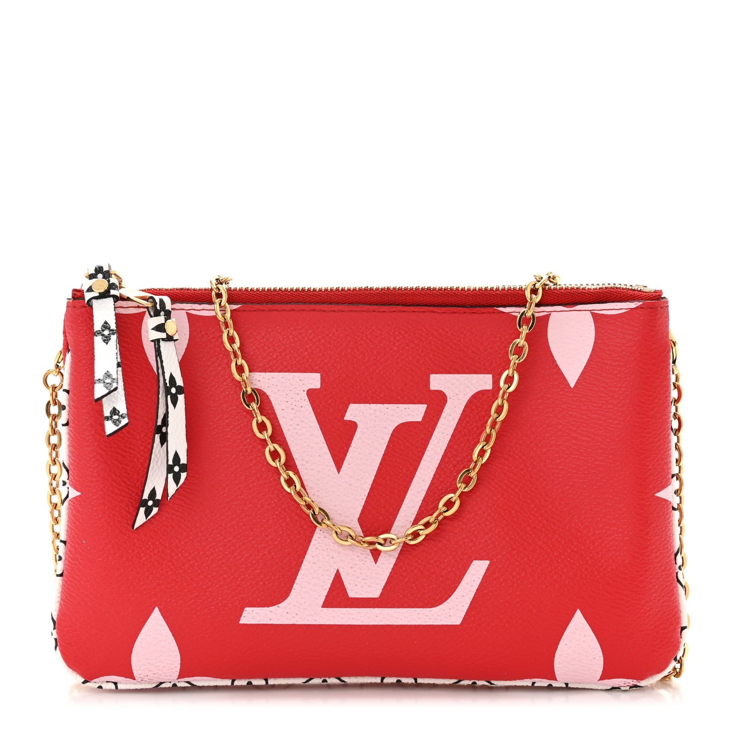Monogram Giant Double Zip Pochette Rouge