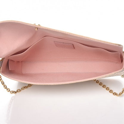 Louis Vuitton Damier Azur Pochette Felicie Chain Wallet Rose Ballerine 7 of 13