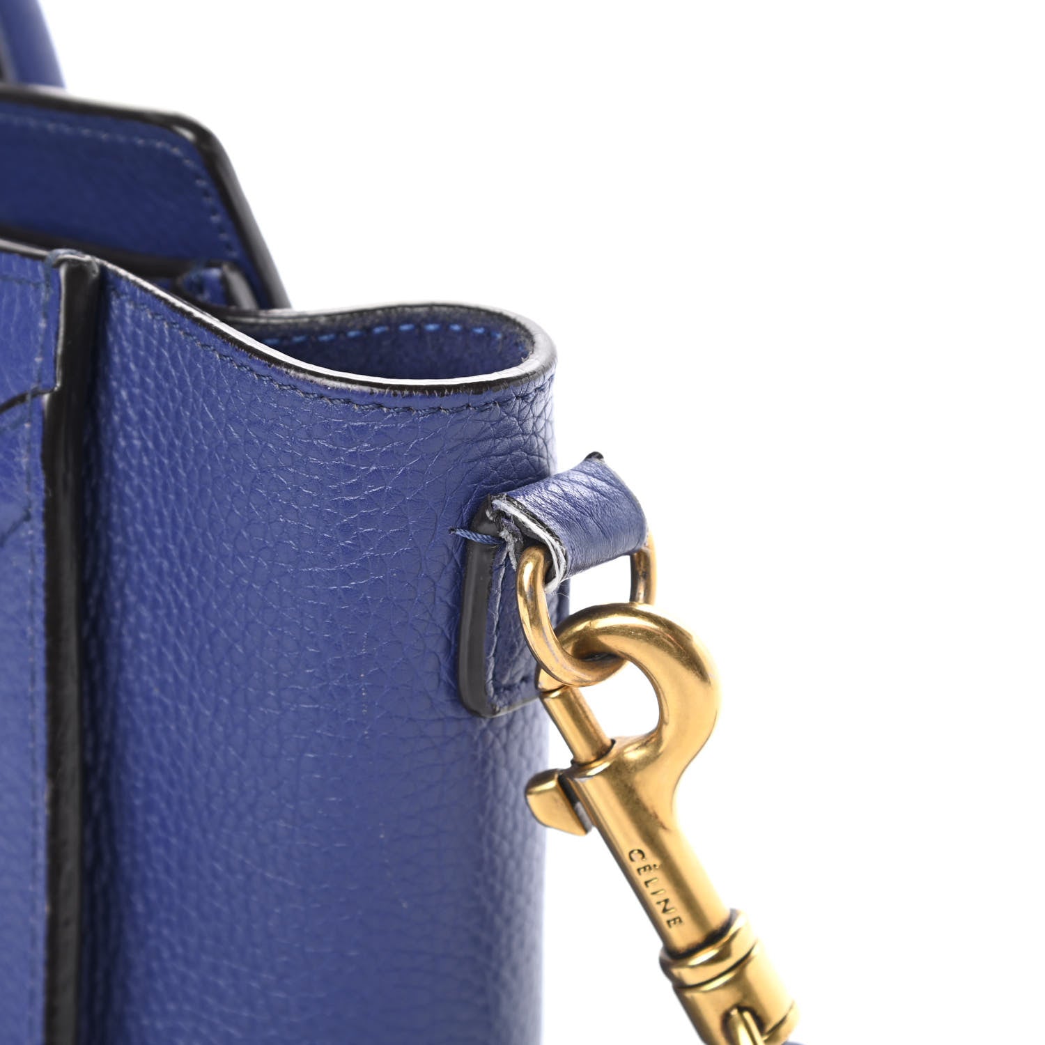 Celine Drummed Calfskin Nano Luggage Indigo 13 of 16