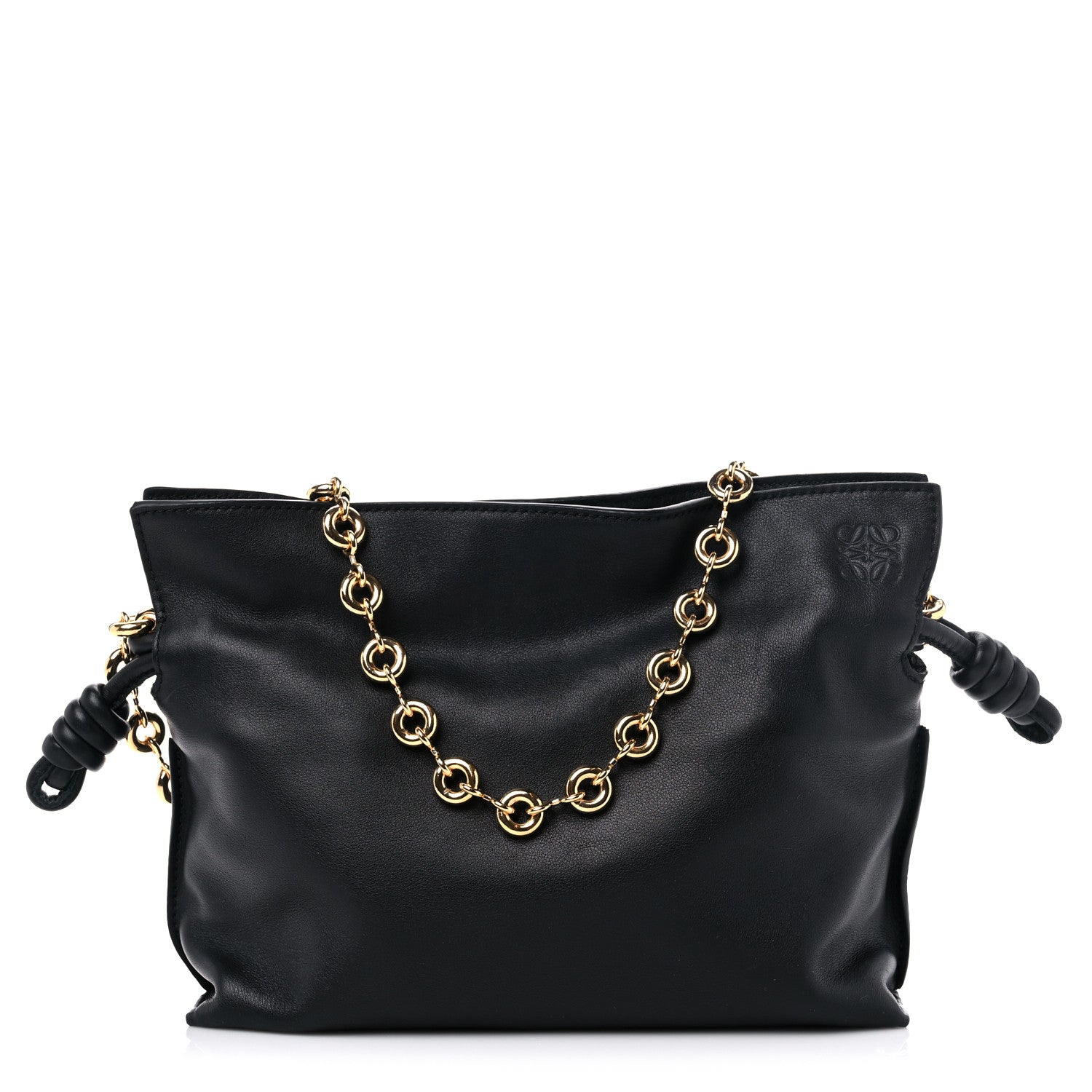 Loewe Nappa Calfskin Mini Flamenco Knot Clutch With Chain Black 1 of 9