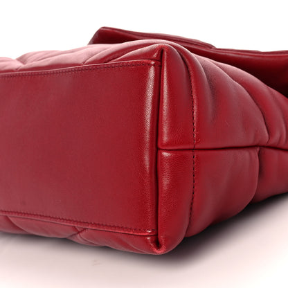 Saint Laurent Lambskin Quilted Small Loulou Puffer Monogram Chain Satchel Red 9 of 9