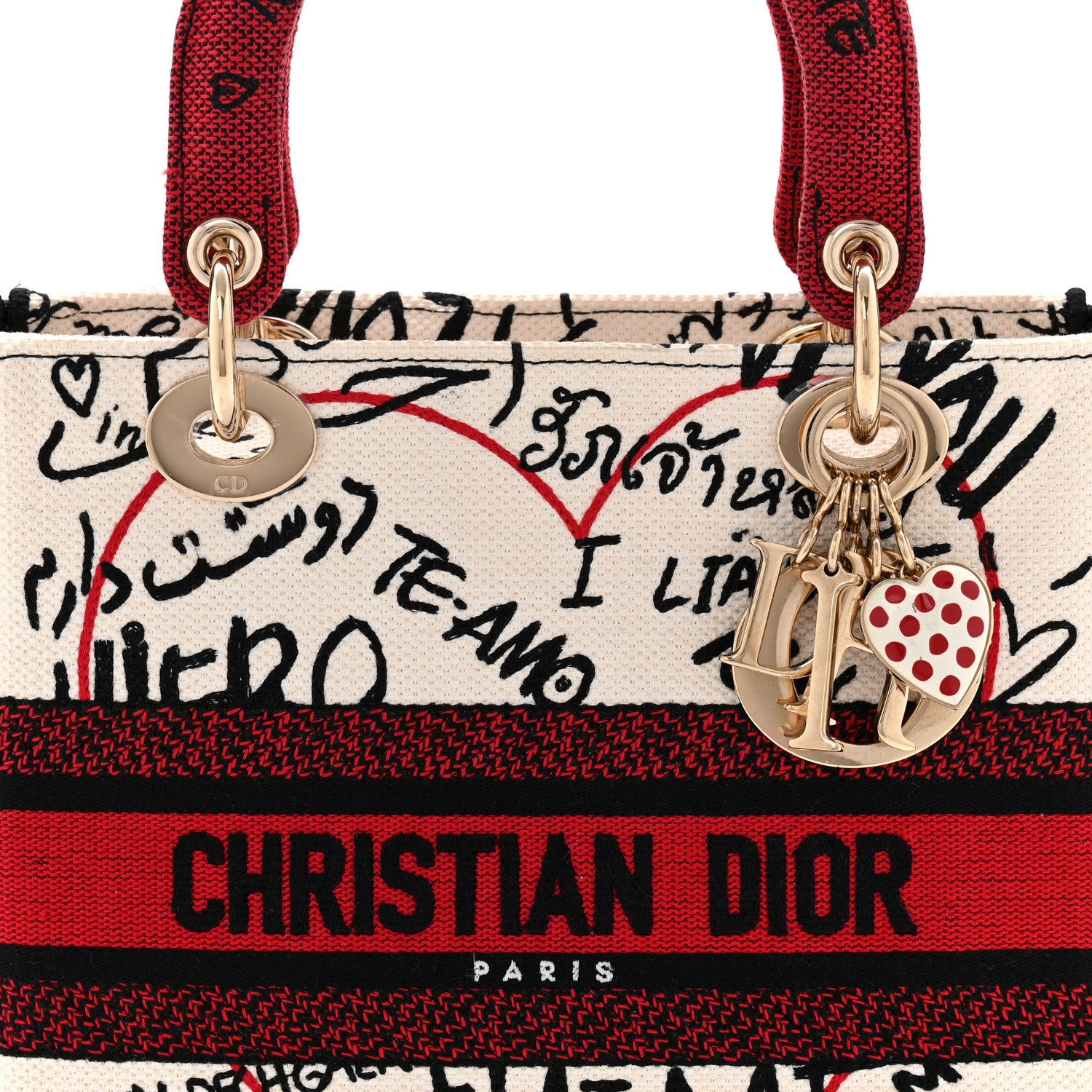 Christian Dior Canvas Medium DiorAmour Graffiti Lady D-Lite Latte 8 of 10