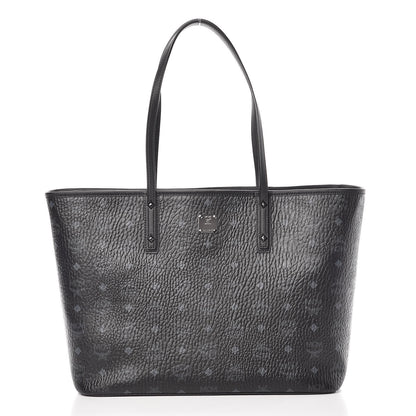MCM Visetos Medium Anya Zip Top Shopper Tote Black 3 of 12