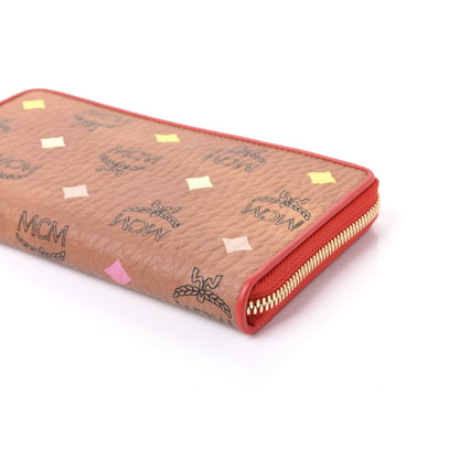 MCM Skyoptic Visetos Zip Around Wallet Cognac Red 6 of 9