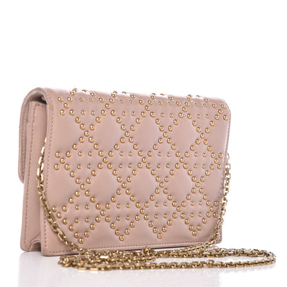 Christian Dior Lambskin Cannage Studded Dioraddict Wallet on Chain Clutch Nude 3 of 13