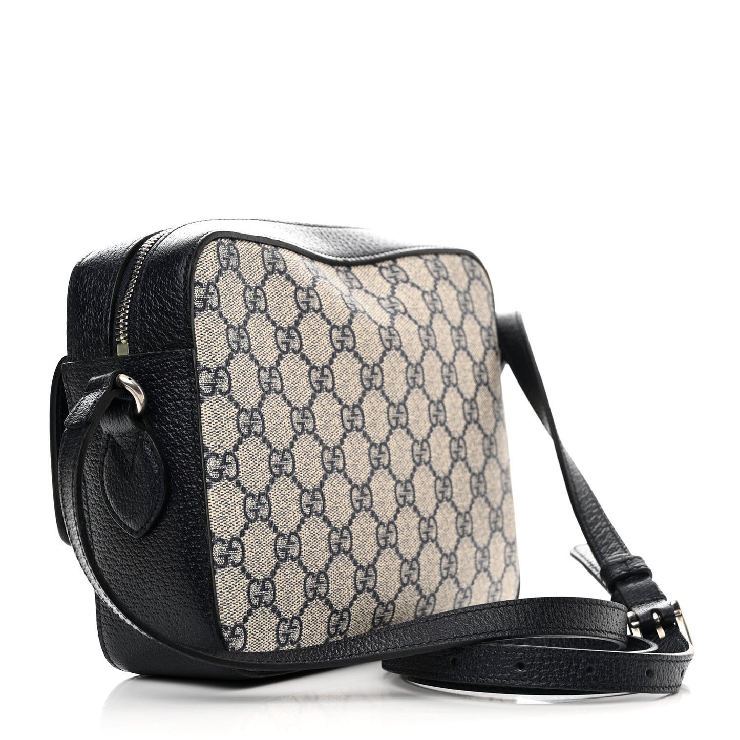 GG Supreme Monogram Textured Dollar Calfskin Small Horsebit 1955 Shoulder Bag Beige Blue