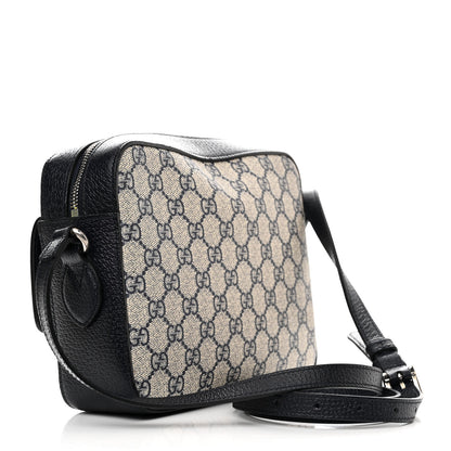 Gucci GG Supreme Monogram Textured Dollar Calfskin Small Horsebit 1955 Shoulder Bag Beige Blue 3 of 10