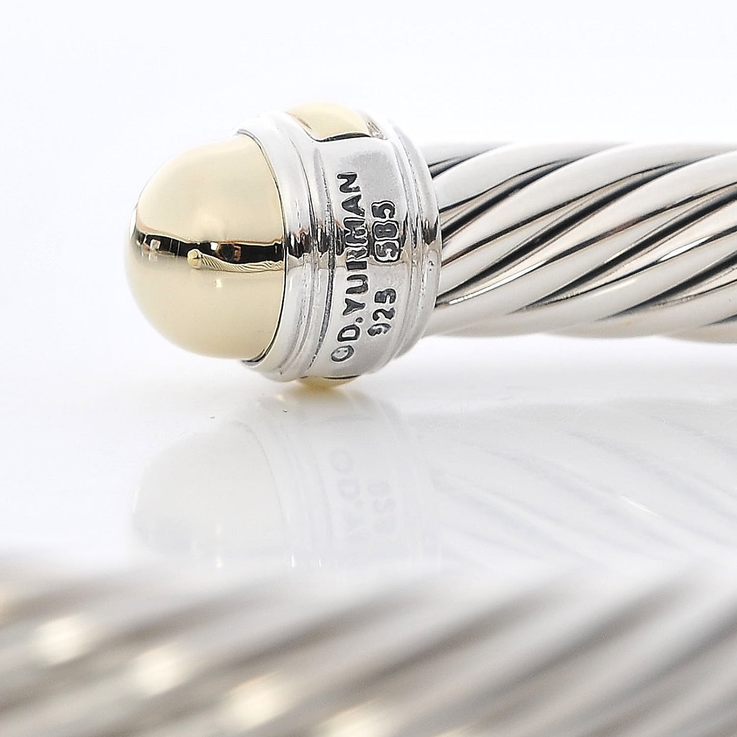 Sterling Silver 14K Yellow Gold 7mm Cable Classics Bracelet