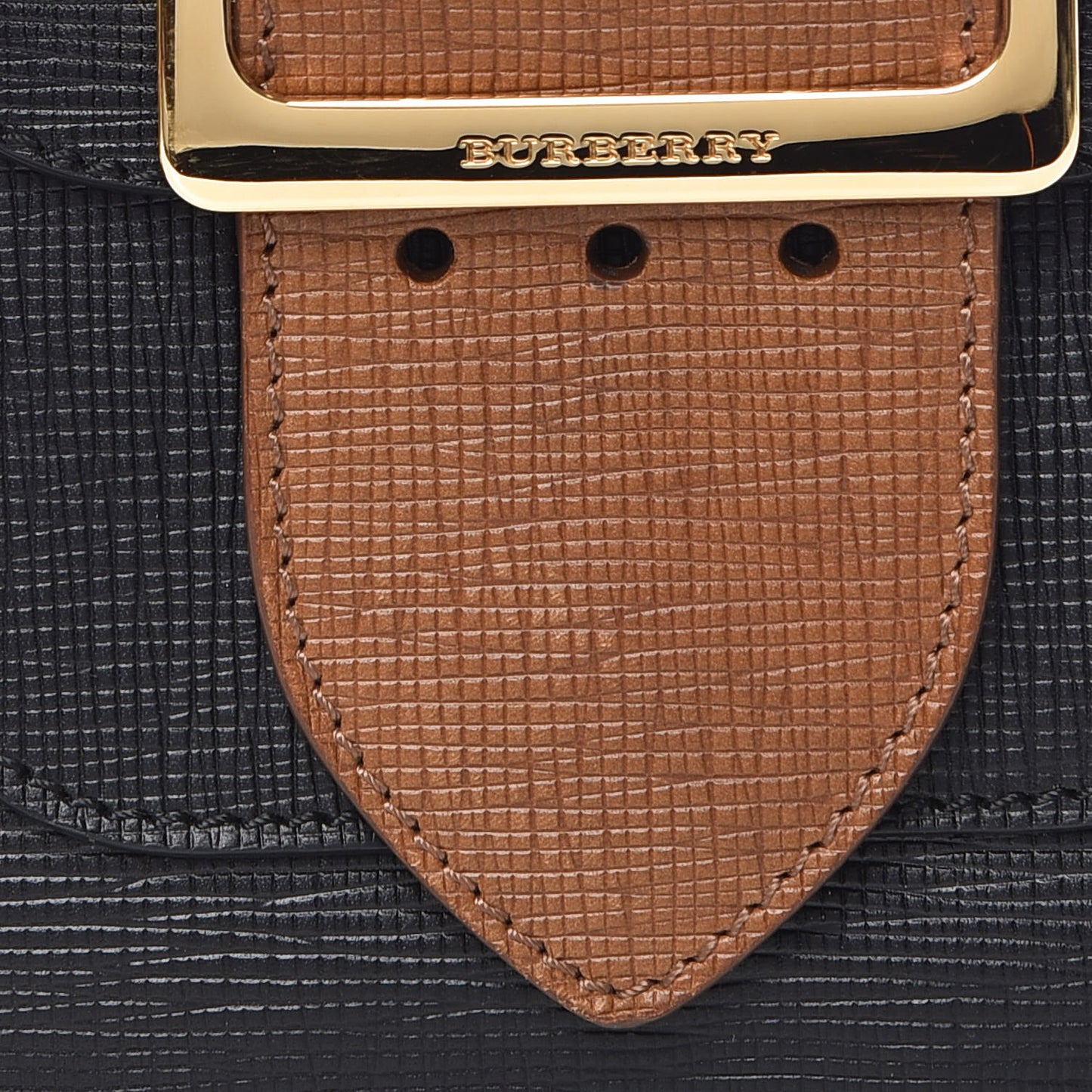 Derby Calfskin Small Square Buckle Belt Bag Black Tan