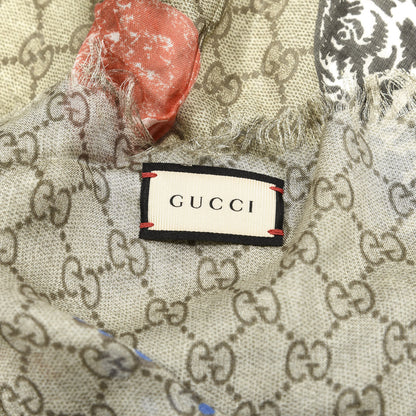 Gucci Silk Monogram Space Animals Scarf Beige 2 of 3