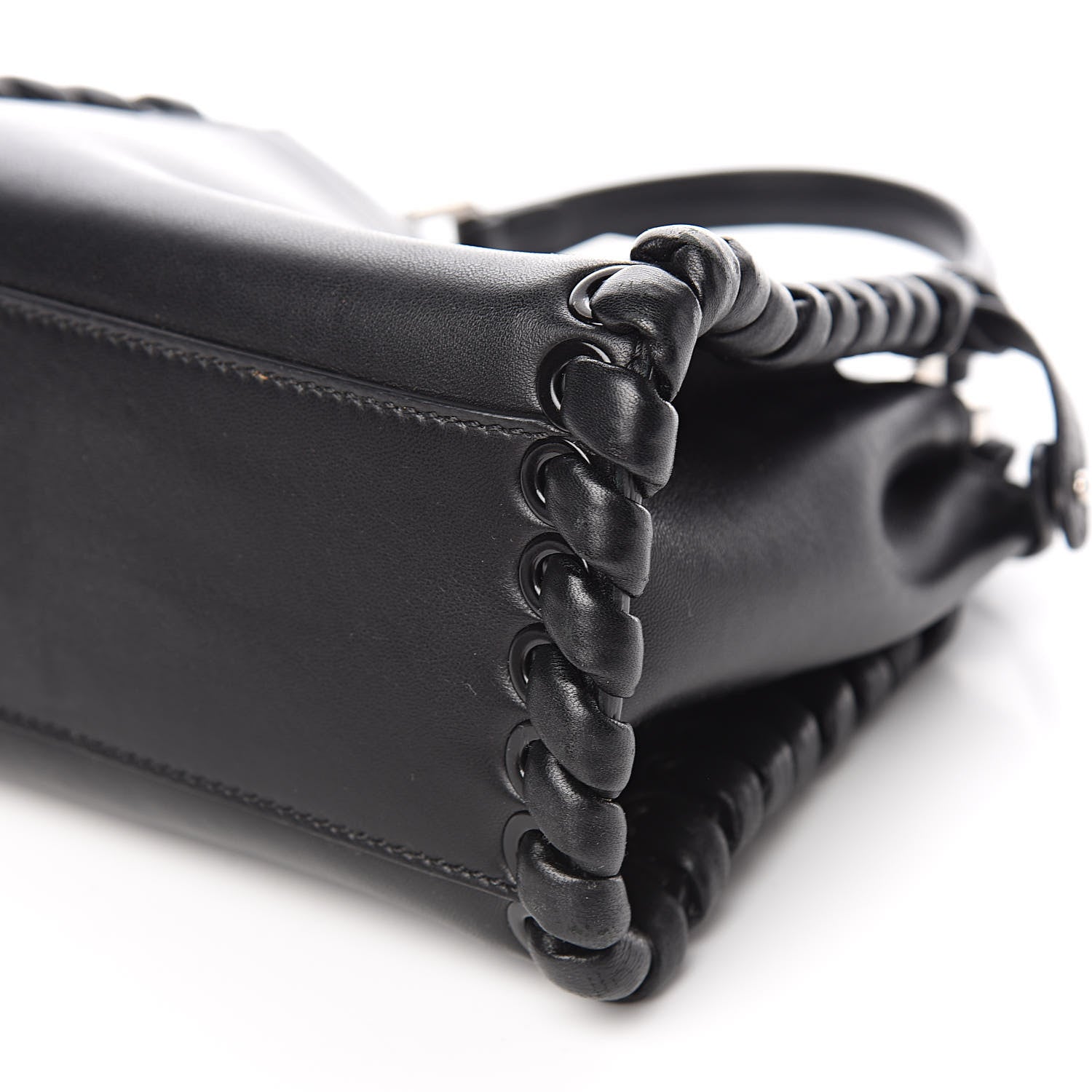 Fendi Nappa Lace Up Mini Peekaboo Iconic Satchel Black 10 of 13