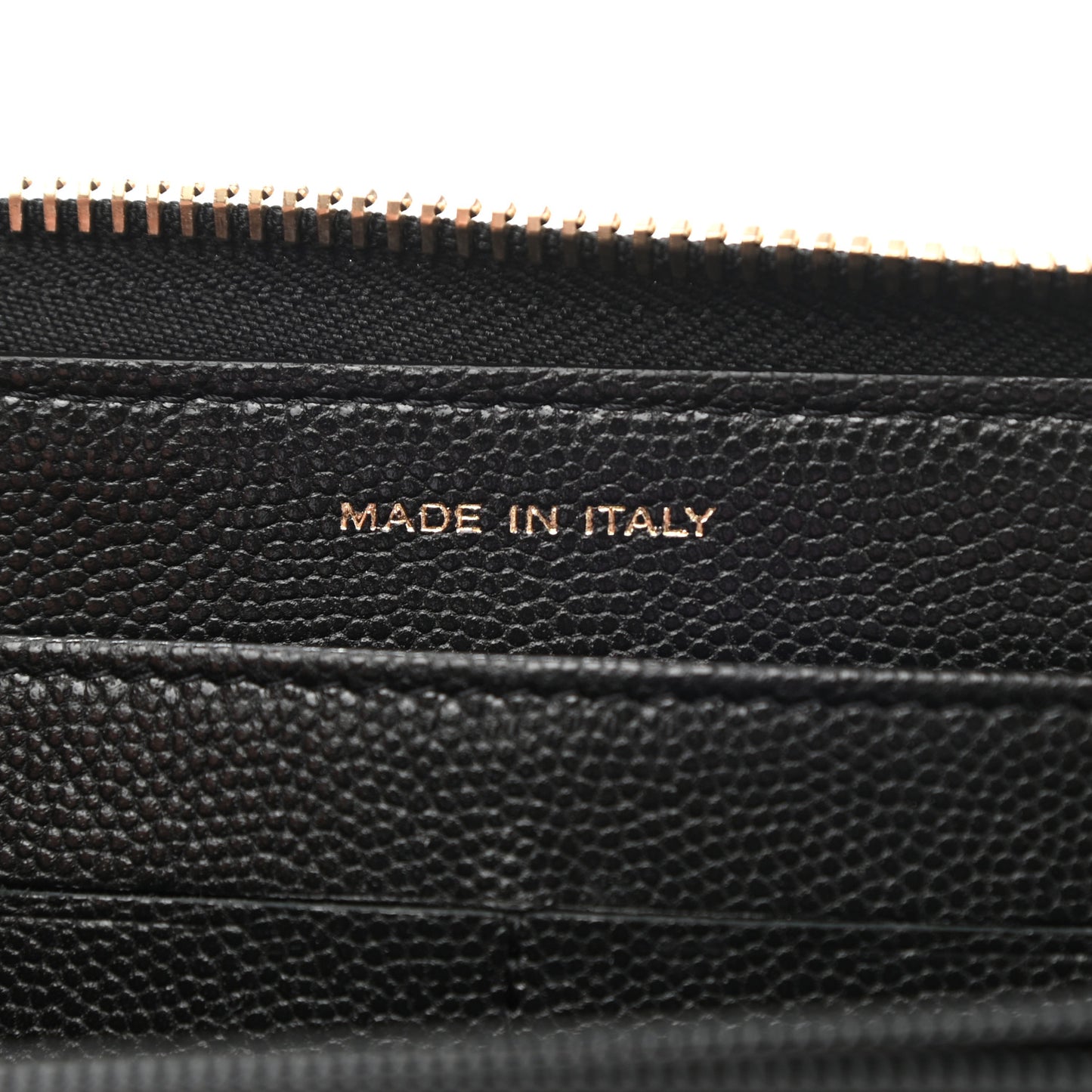 Caviar Camellia Embossed Large Zip Around Gusset Wallet Black