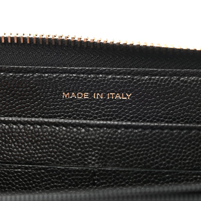 Chanel Caviar Camellia Embossed Large Zip Around Gusset Wallet Black 7 of 9