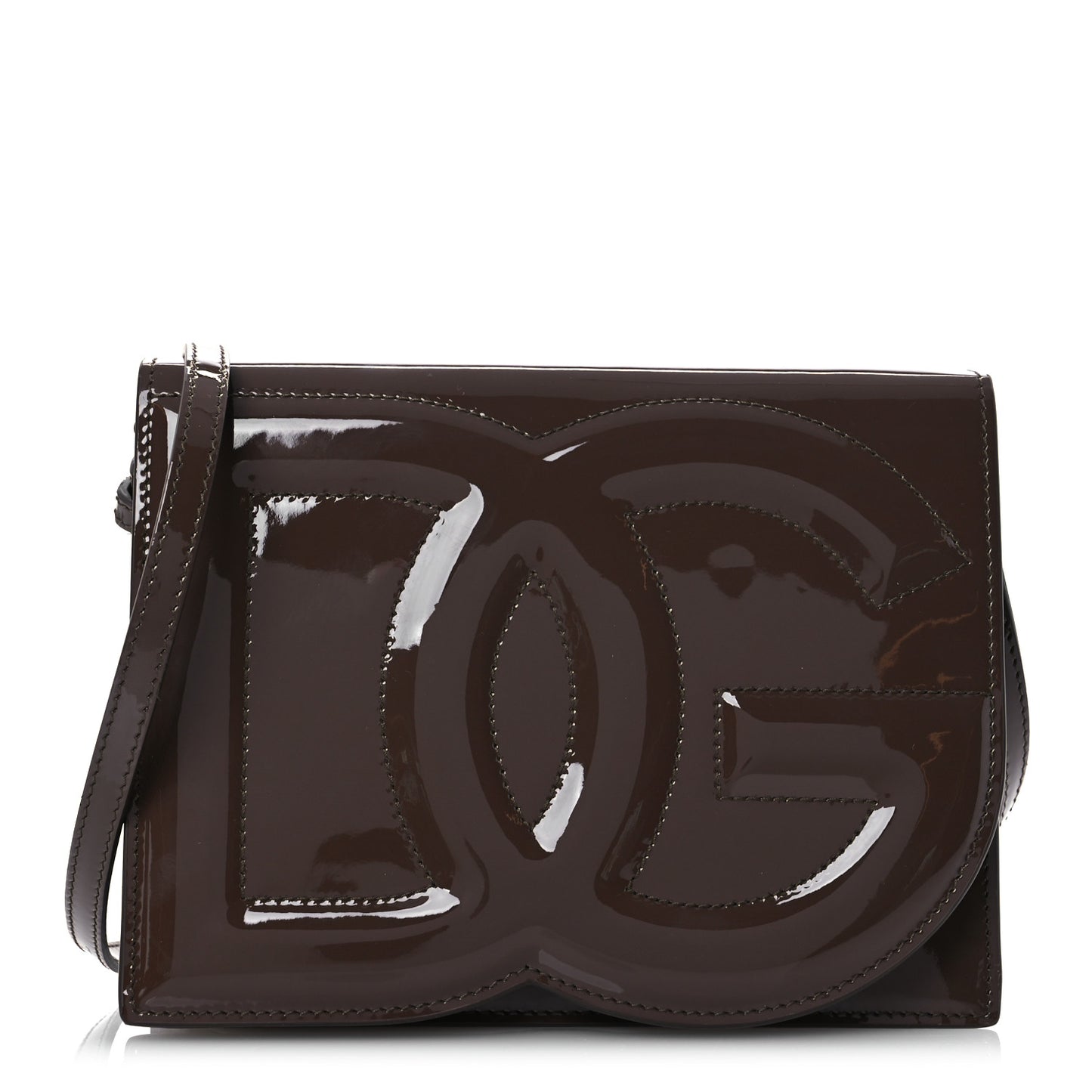 Patent DG Logo Flap Crossbody Bag Fango Brown