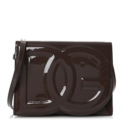Dolce & Gabbana Patent DG Logo Flap Crossbody Bag Fango Brown 1 of 11