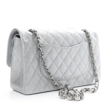 Chanel Glittered Metallic Caviar Quilted Medium Double Flap Silver 3 of 9