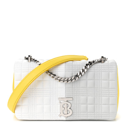 Burberry Lambskin Quilted Small Lola Bag White Grey Yellow 1 of 8