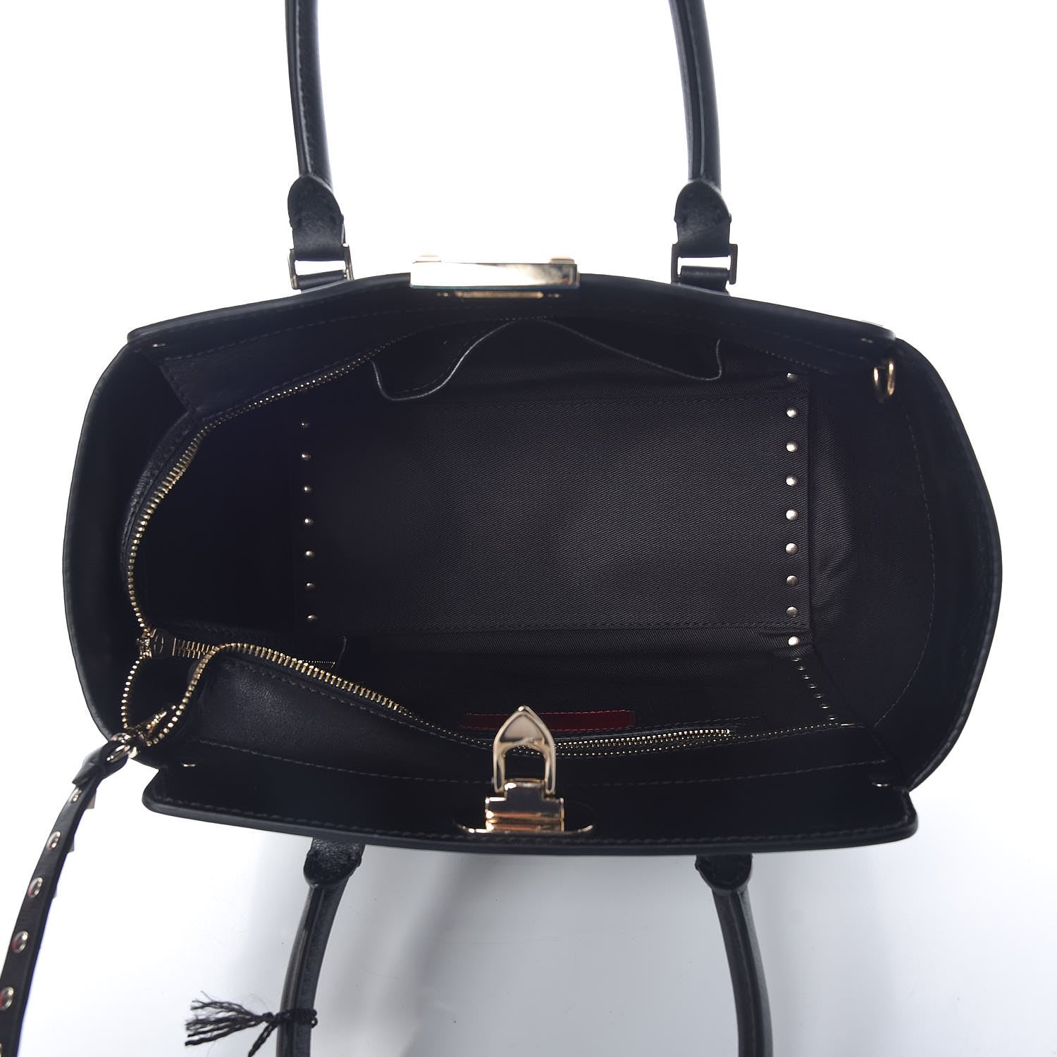 Valentino Garavani Vitello Small Rockstud Double Handle Tote Black 7 of 8